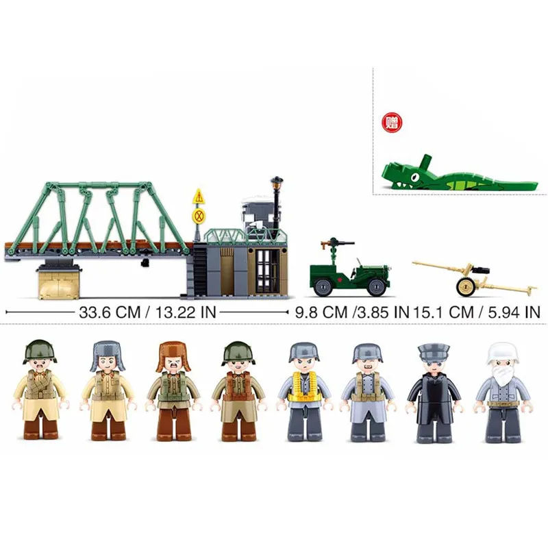 New Military World War 2 Battle of Budapest Bridge Winter Counterattack Army Building Blocks Kit Bricks Classic Model Toys Gift