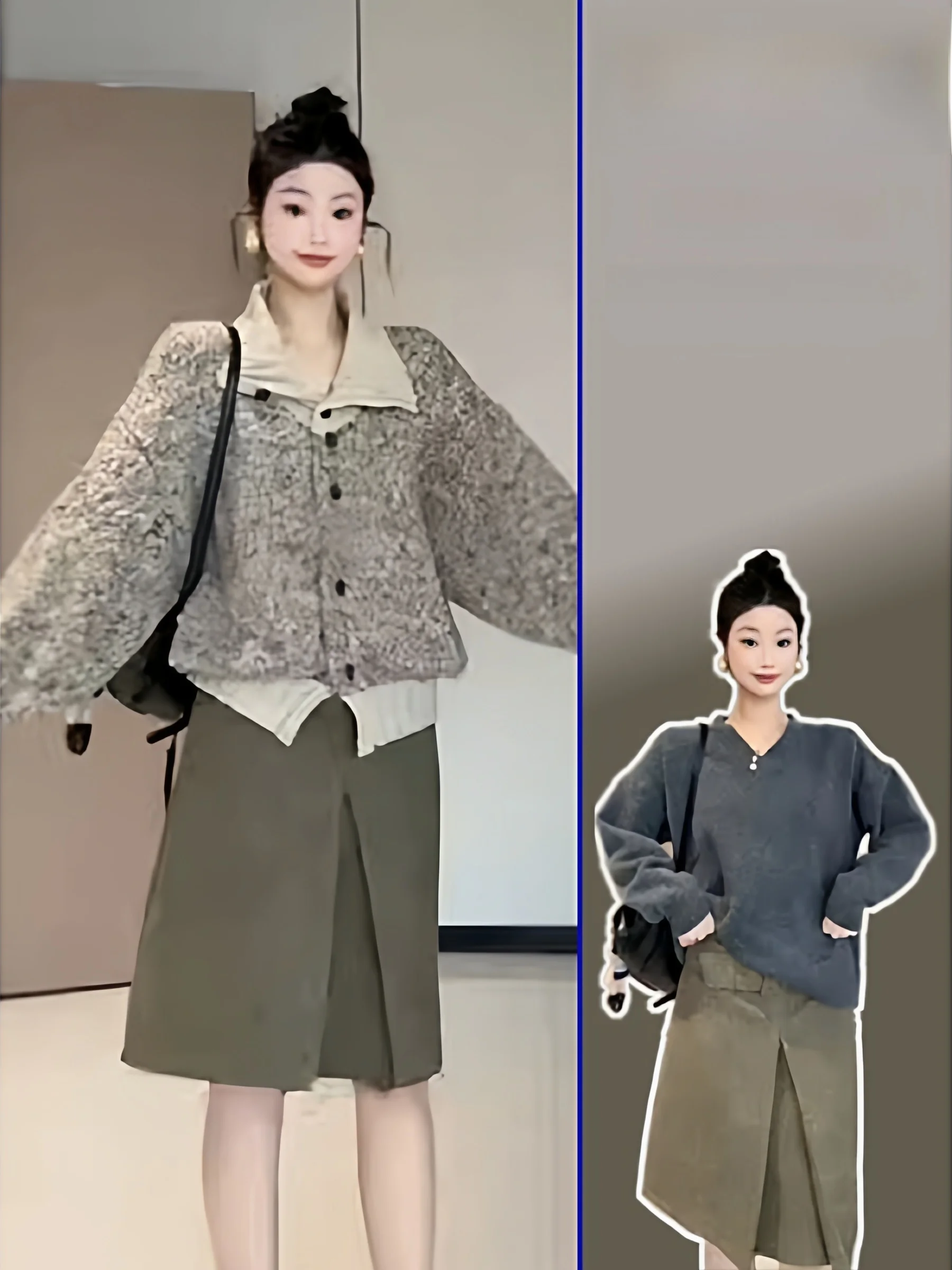 

Юбка А-силуэта с высокой талией, корейский стиль, для офиса, больших размеров, весна-осень