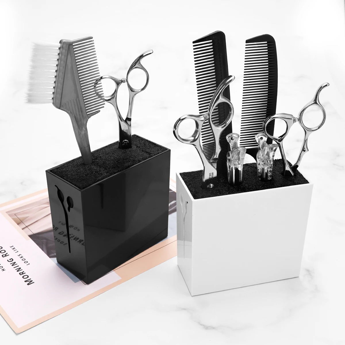 

Salon Scissors Storage Box Plastic Practical Clipper Case Barber Comb Scissors Rack Barbershop Haircuting Styling Tool Accessory