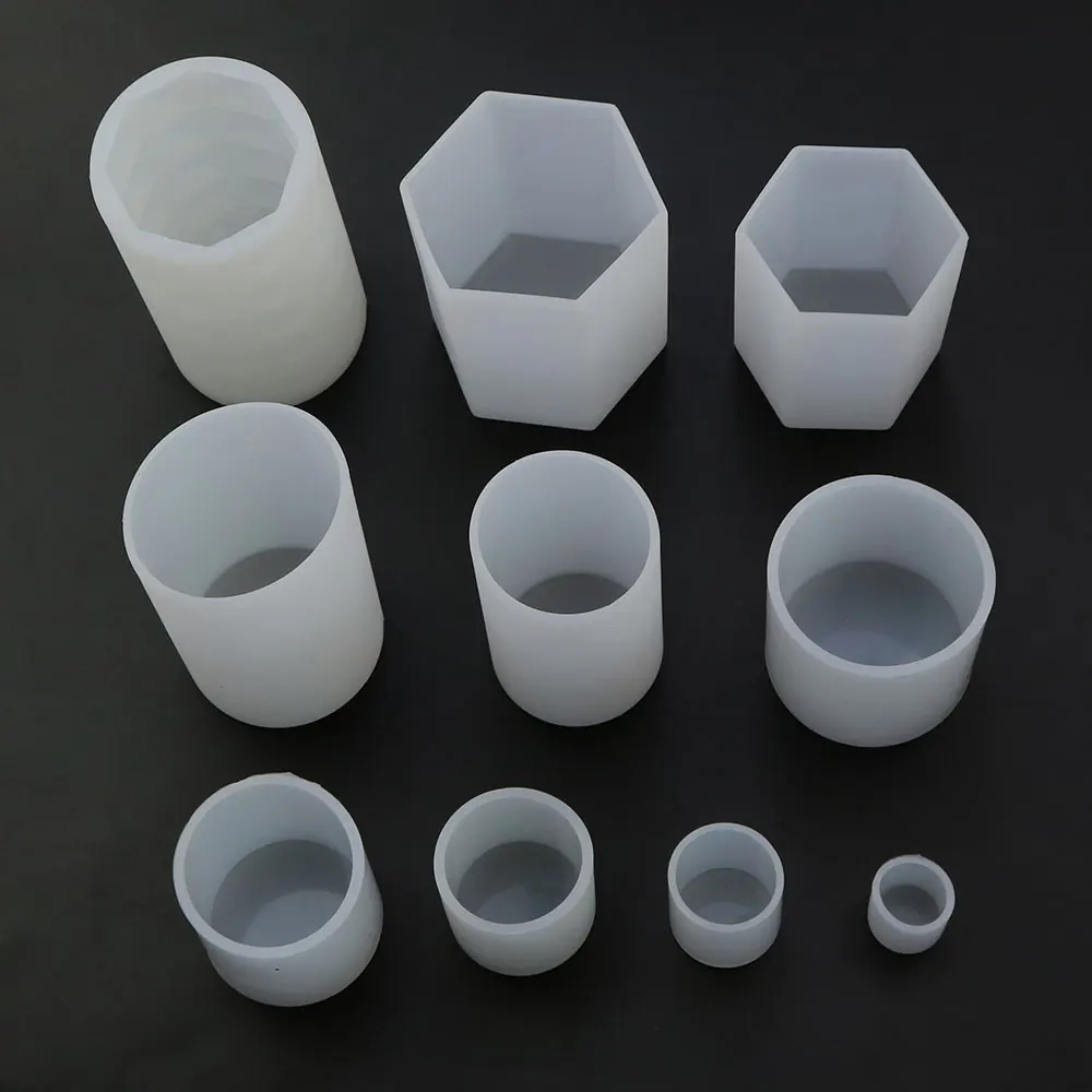 JCD New Drop Mould Mirror Dry Flower Multi-specification Cylindrical Hexagonal Candle Ornaments Silicone Mold Resin Tools