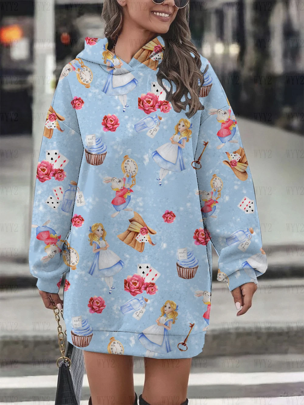 

2024 new women's autumn and winter hooded skirt Disney princess printed series round neck sweatshirt casual clothing