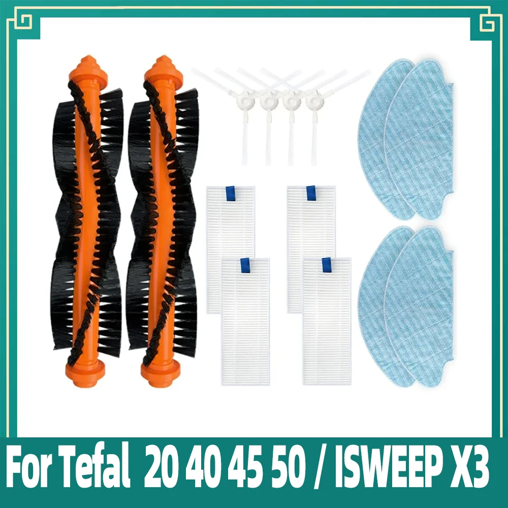 Compatible For Tefal Explorer Serie 20 40 / Tefal X-plorer Serie 45 50 / ISWEEP X3 Roller Brush Side Brush Hepa Filter Parts