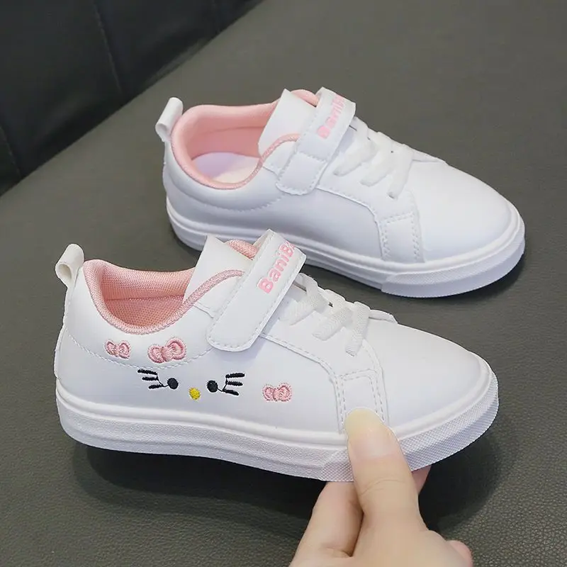 Kawaii Children Sports White Shoes Anime Sanrios Hello Kitty Casual Shoes Comfortable Simple Cute Cartoon Student Running Shoes