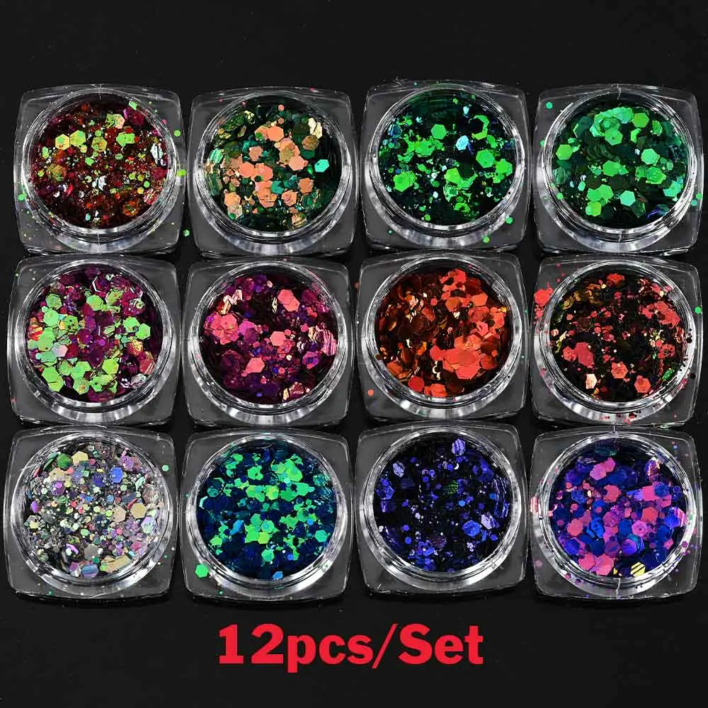 24 teile/satz Sparkly Holographische Feinen Zucker Nagel Pulver Diamant Chrom Pigment Staub Für Gel Polnisch Glitter Maniküre Zubehör