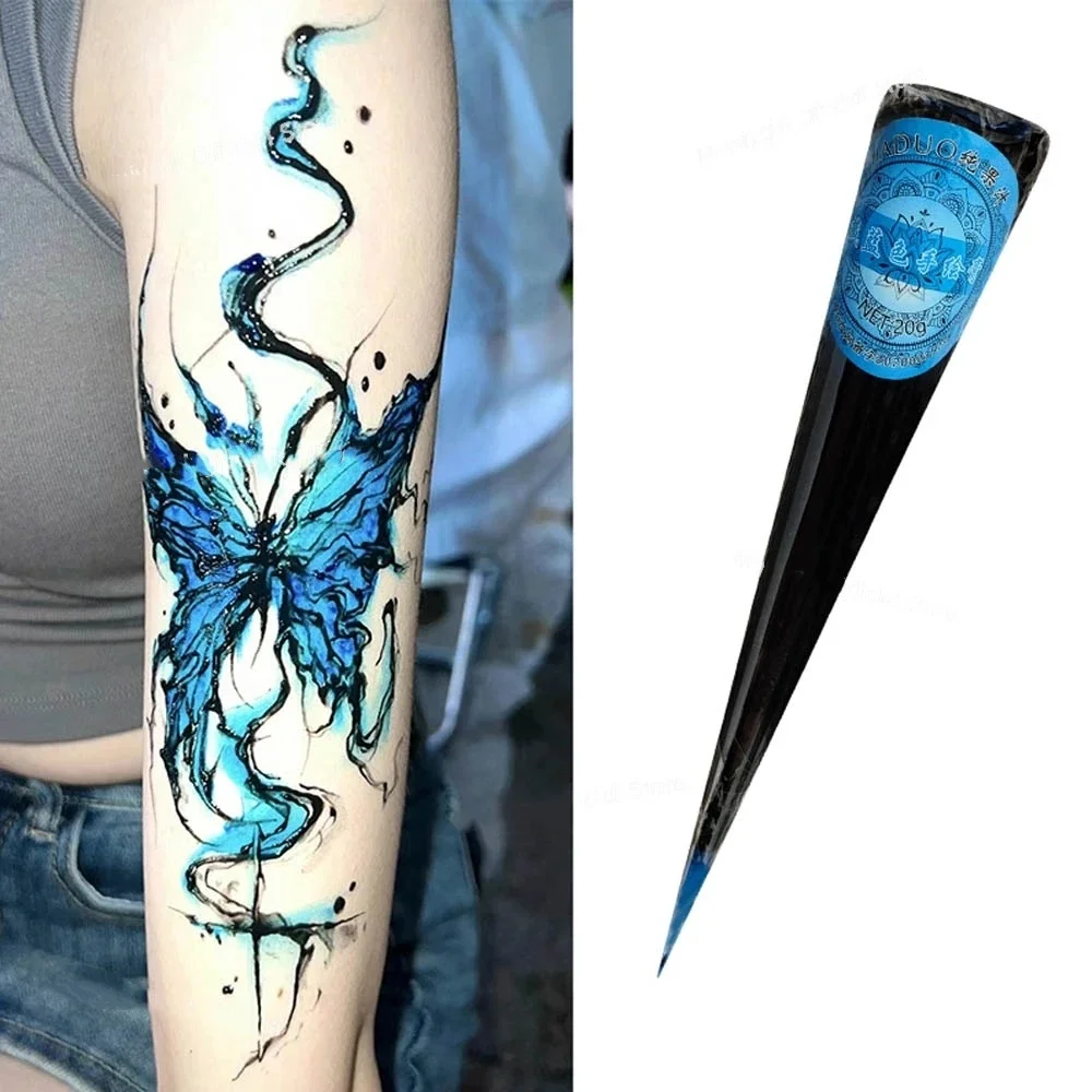 Henna Tattoo Cream Indian Henna Dark Paste Temporary Cones For Tattoo Painting Color Sticker Special Body Art Paint