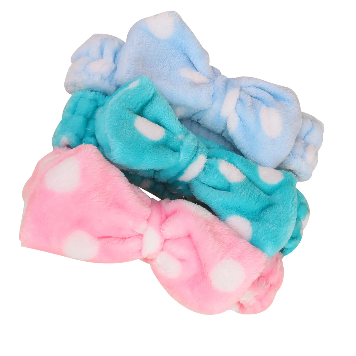 

3pcs Bowknot Makeup Headbands Facial Headband For Women Girls Light Blue Rosy Dot Sweatproof Hair Hoops Headwraps Hair