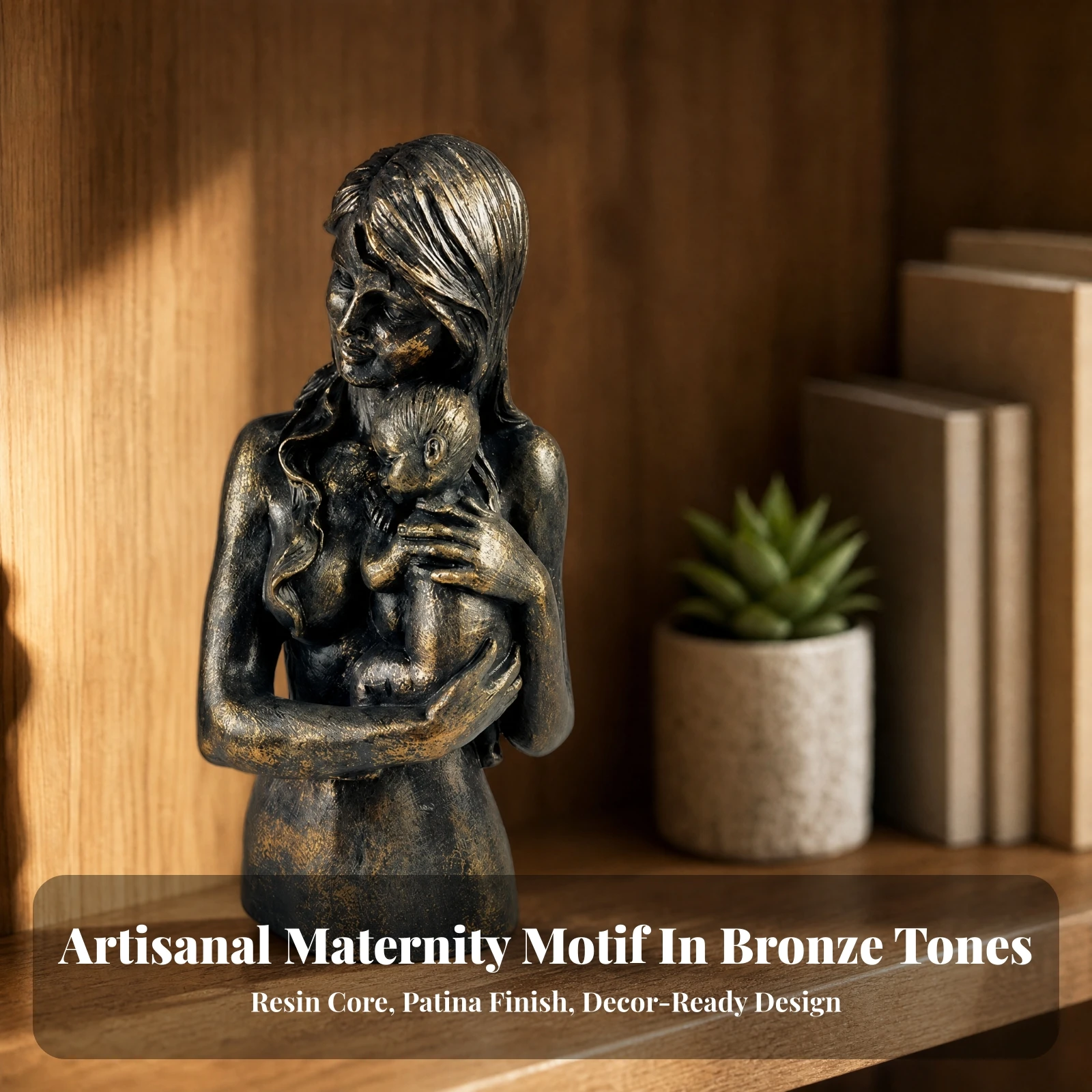 Mother Holding Child Statue Elegant Mother and Child Figurine Family Sculpture Sentimental Sculptural Decor Piece Vivid