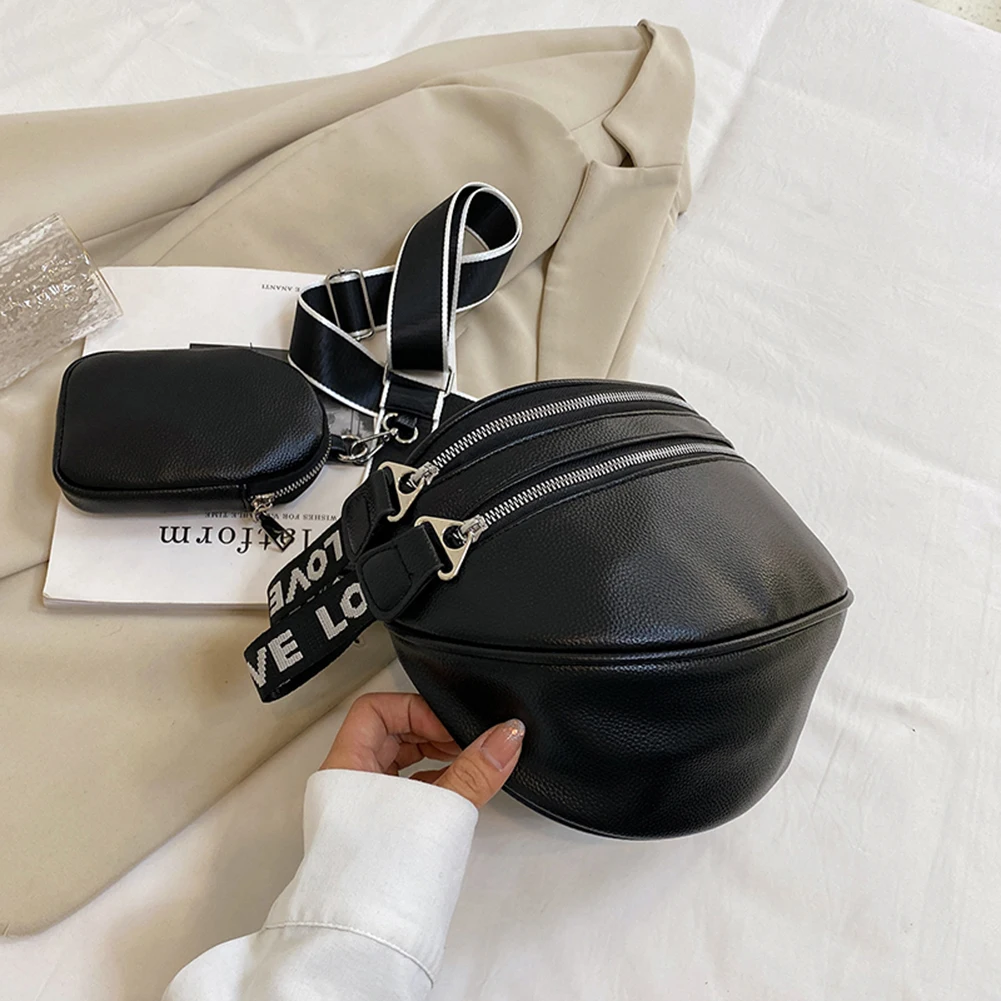 

Multi-pocket Chest Bag Fashion PU Leather Lady Messenger Bag Casual with Mini Purse Soft Portable Adjustable for Girls Shopping