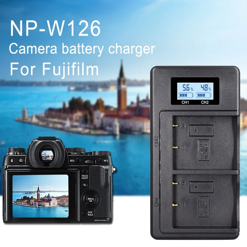 USB Fast Charge Smart LCD Digital Chargers for NPW126 NP-W126 Battery Fujifilm HS50 HS35 HS30 EXR XA1 XE1 X-Pro1 XM1 X-T10