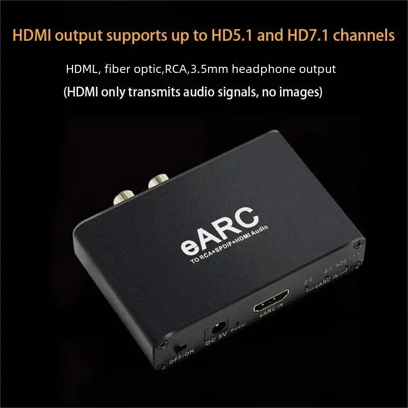 192KHz HDMI eARC ARC to RCA Audio Converter eARC HDMI Extractor Only Audio For Dobly DTS AC3 LPCM TV Optical Coaxial extractor image 3