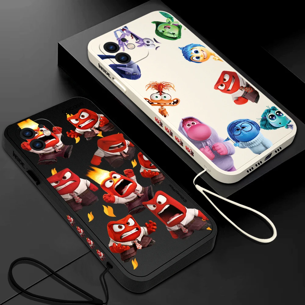 Cute Anime Inside Out 2 Case For Samsung Galaxy S24 S23 S22 S21 S20 S10 Note 20 Lite Ultra Plus FE 4G 5G Cover With Hand Strap