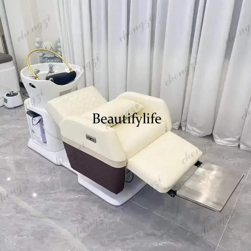 massage shampoo bed leather hairdressing hair washing shampoo bed with steamer