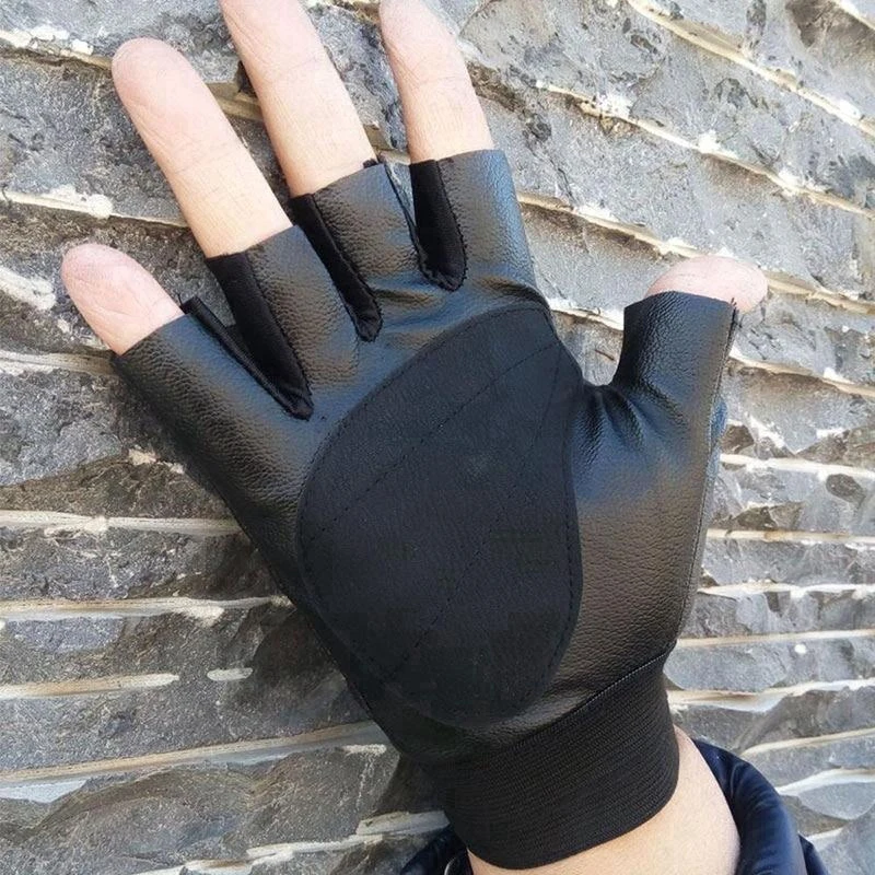 Men's Outdoor Driving Motorcycle Cycling Half Finger Gloves Half finger gloves made of genuine leather