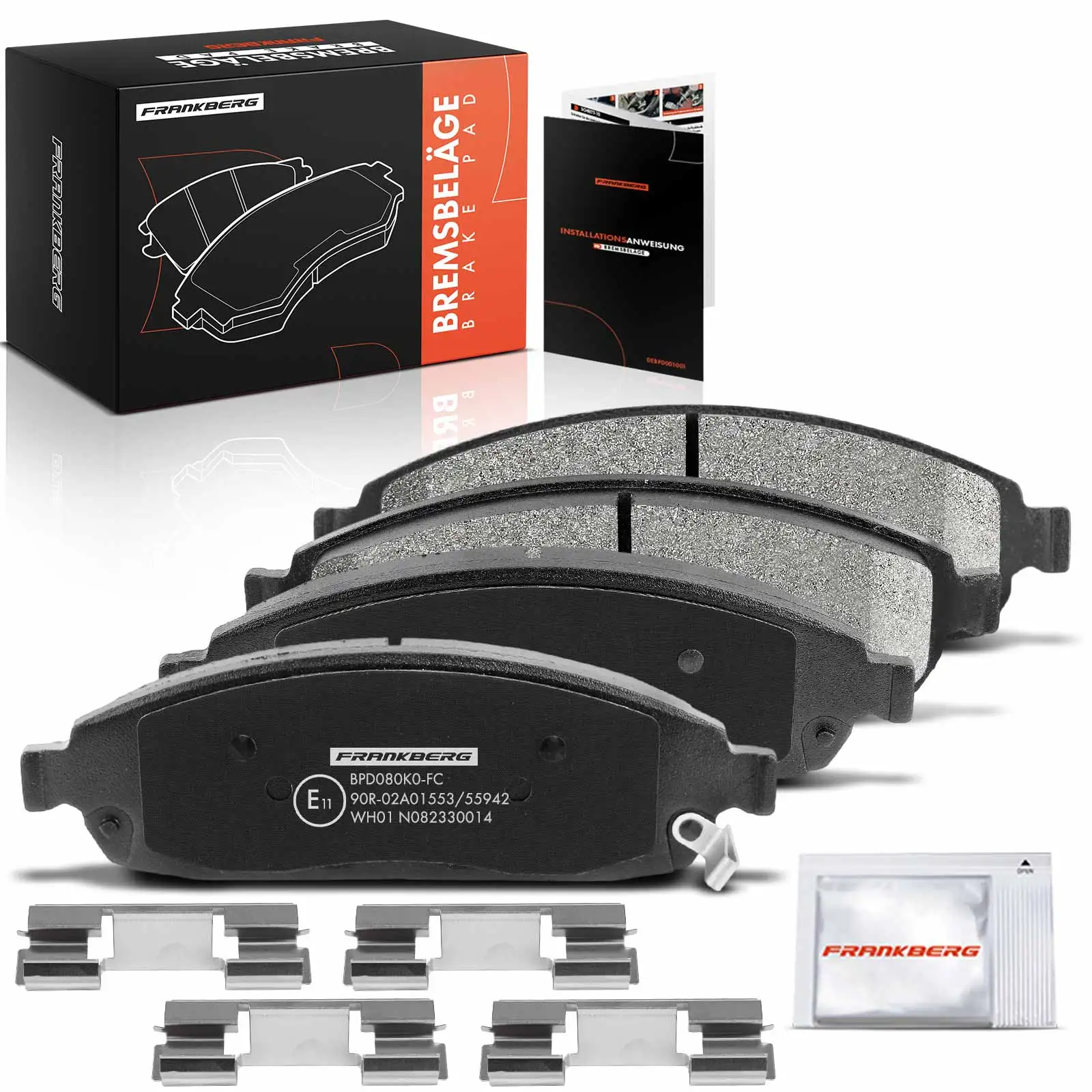 Frankberg 4x Bremsbeläge Vorderachse für Jeep Commander Van Grand Cherokee III XH XK 2004-2010 K5080868AA 5080868AB K68028967AA