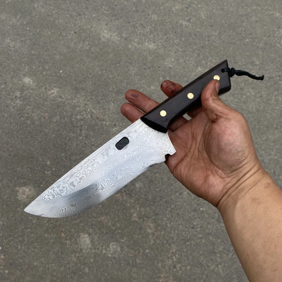 

6.3 Inch Chopper Knife Handmade Forged Damascus Steel Blade Ebony Handle Chop Slicing Cleaver Kitchen Knife Meat Poultry Tools