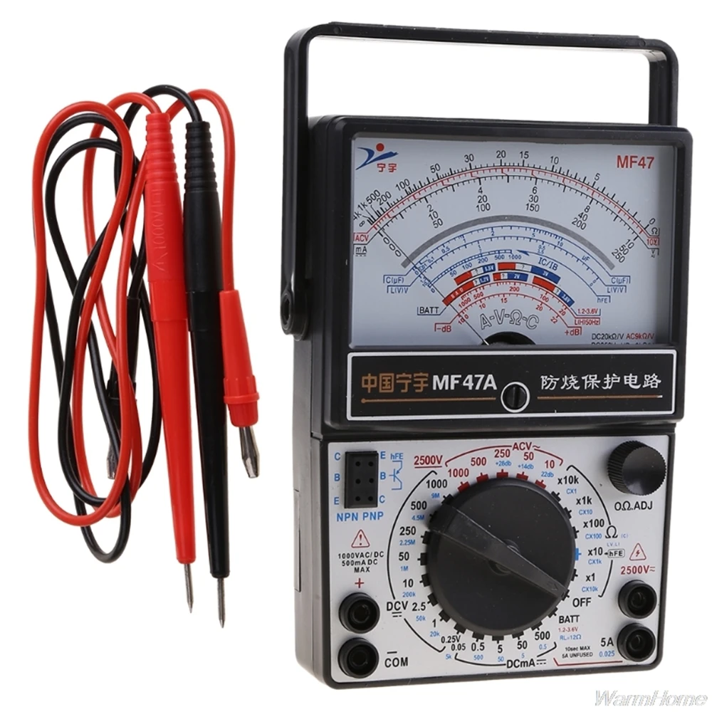 MF47 Multimeter Digital Multi Tester DC/AC Voltage Current 5A Tester Resistance Capacitance Meter Analog Pointer Meter 1000V