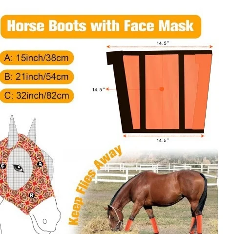 

4Pcs Anti-Mosquito Horse Boots Adjustable Winter Equestrian Leg Protectors