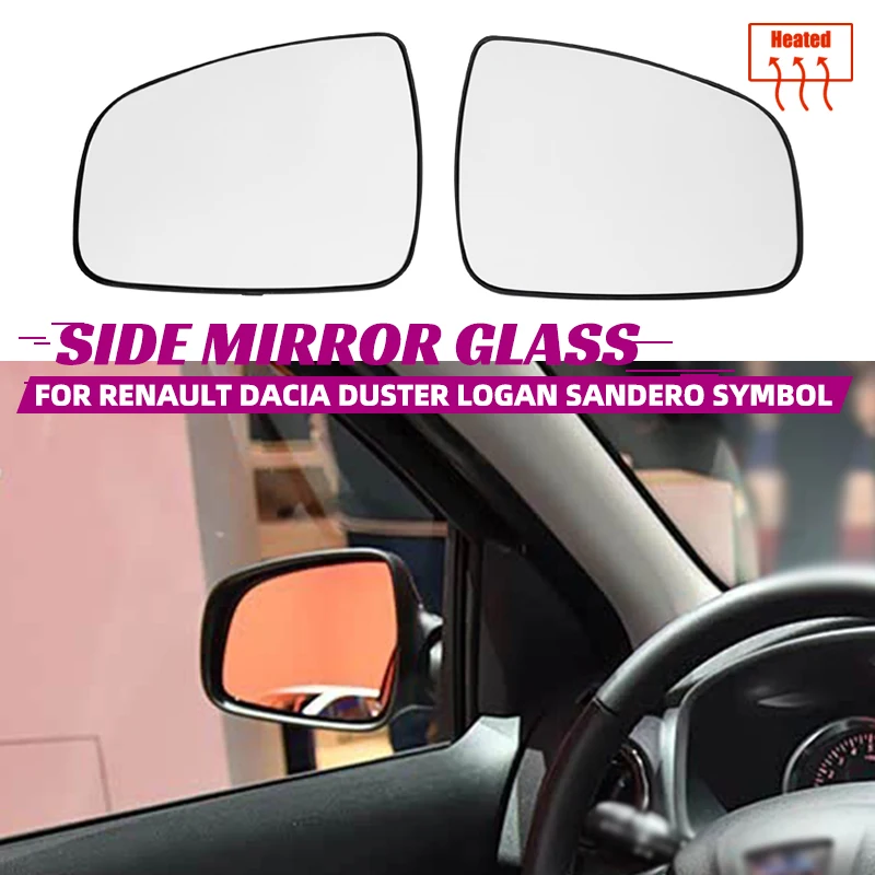 Left/Right Side Heated Rear Mirror Glass 6001549717 963653513R for Renault Dacia Duster 2014 - 2017 Logan Sandero Symbol