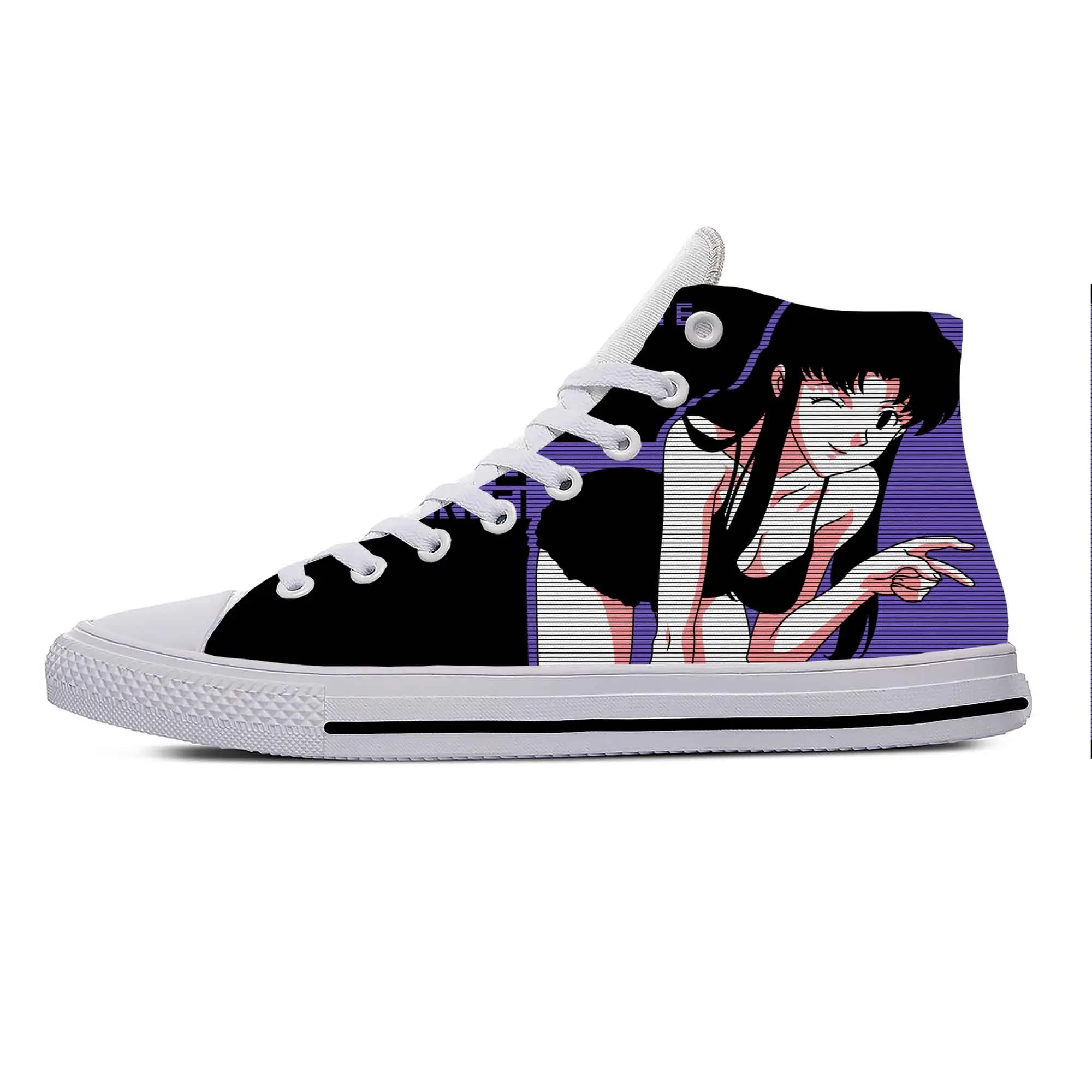 Hot Japanese Anime Cartoon Manga Katsuragi Misato Casual Shoes High Top Breathable Men Women Sneakers Lightweight Board Shoes