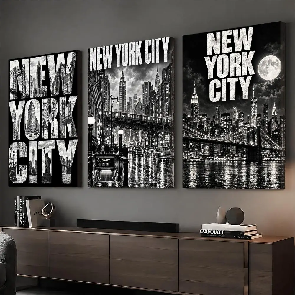 New York City Urban Framed Wall Painting HD Canvas Print Poster Wall Art | Optional Frame | Modern Hallway Decor