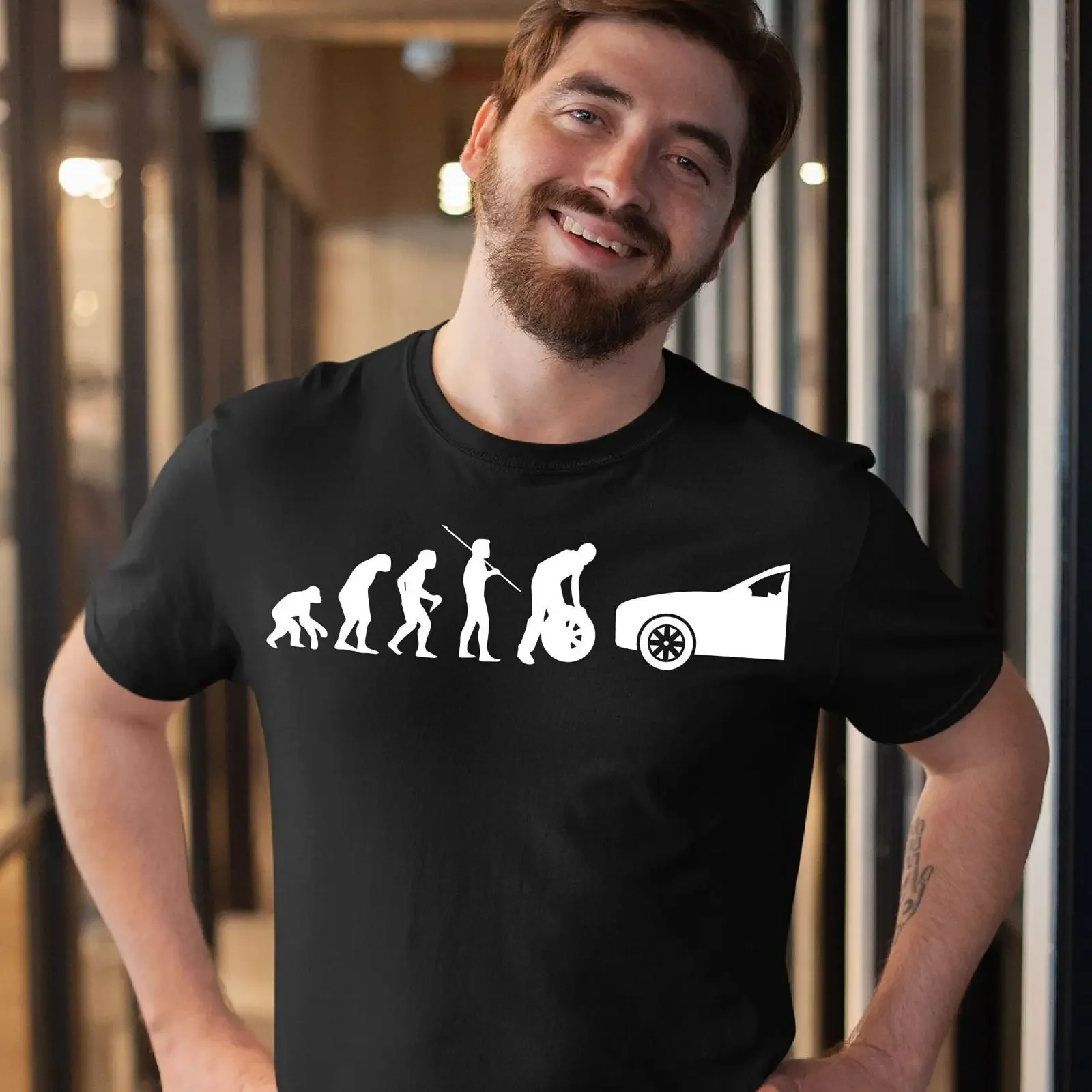 Funny Tire Guy Evolution T Shirt Swap Car Tuning for Wheels Lover vintage Washed Soft Comfortable Stretched fashion Versatile