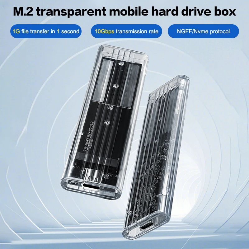 

Прозрачный корпус для M.2 NVME PCIe NGFF SATA с интерфейсом USB Type-C 10Gbps, внешний бокс для жесткого диска, совместимый с ноутбуками и телефонами, корпус PCI-E.