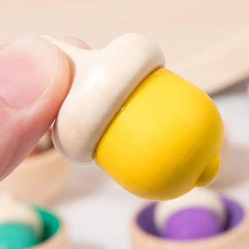 Giocattoli di classificazione dei colori per bambini palline di legno giocattolo abbinato per bambini giocattolo di apprendimento multiuso per viaggi all'aperto e