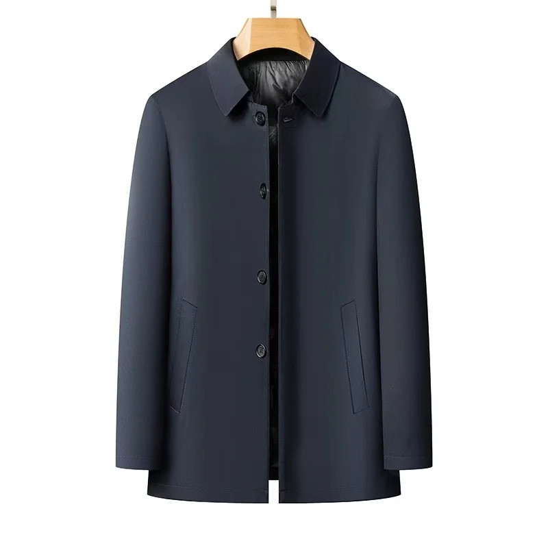 Autumn/Winter New Men's Down Jacket with Thick Velvet for Warmth Detachable Inner Tank Medium length Windbreaker Business Jacket