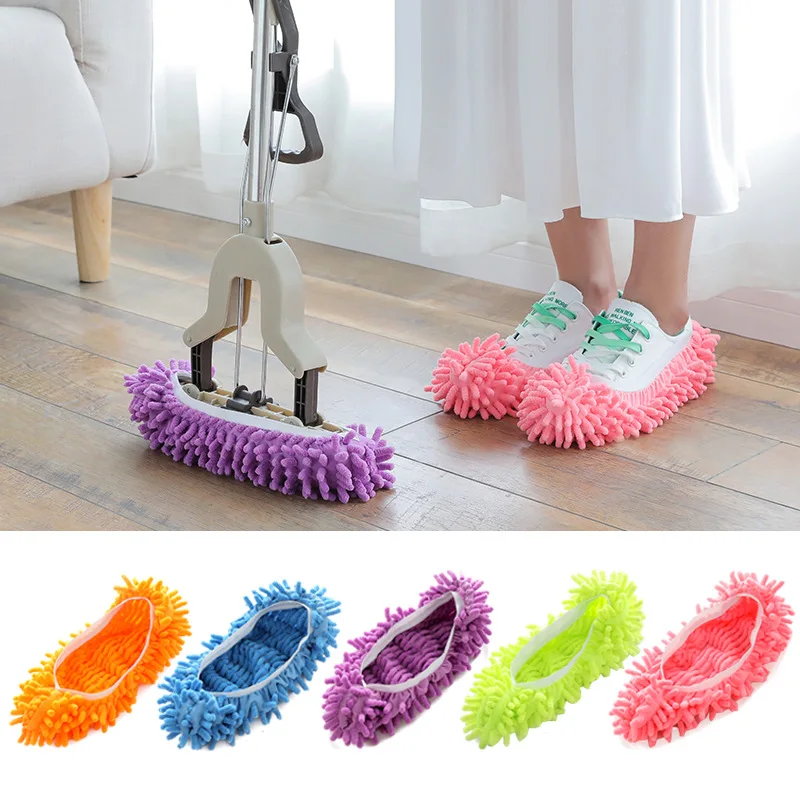 Household Cleaning Tools Floor Cleaning Dedusting Lazy Shoe Cover Mop Slippers Microfiber Chenille Cleaning Tools & Accessories