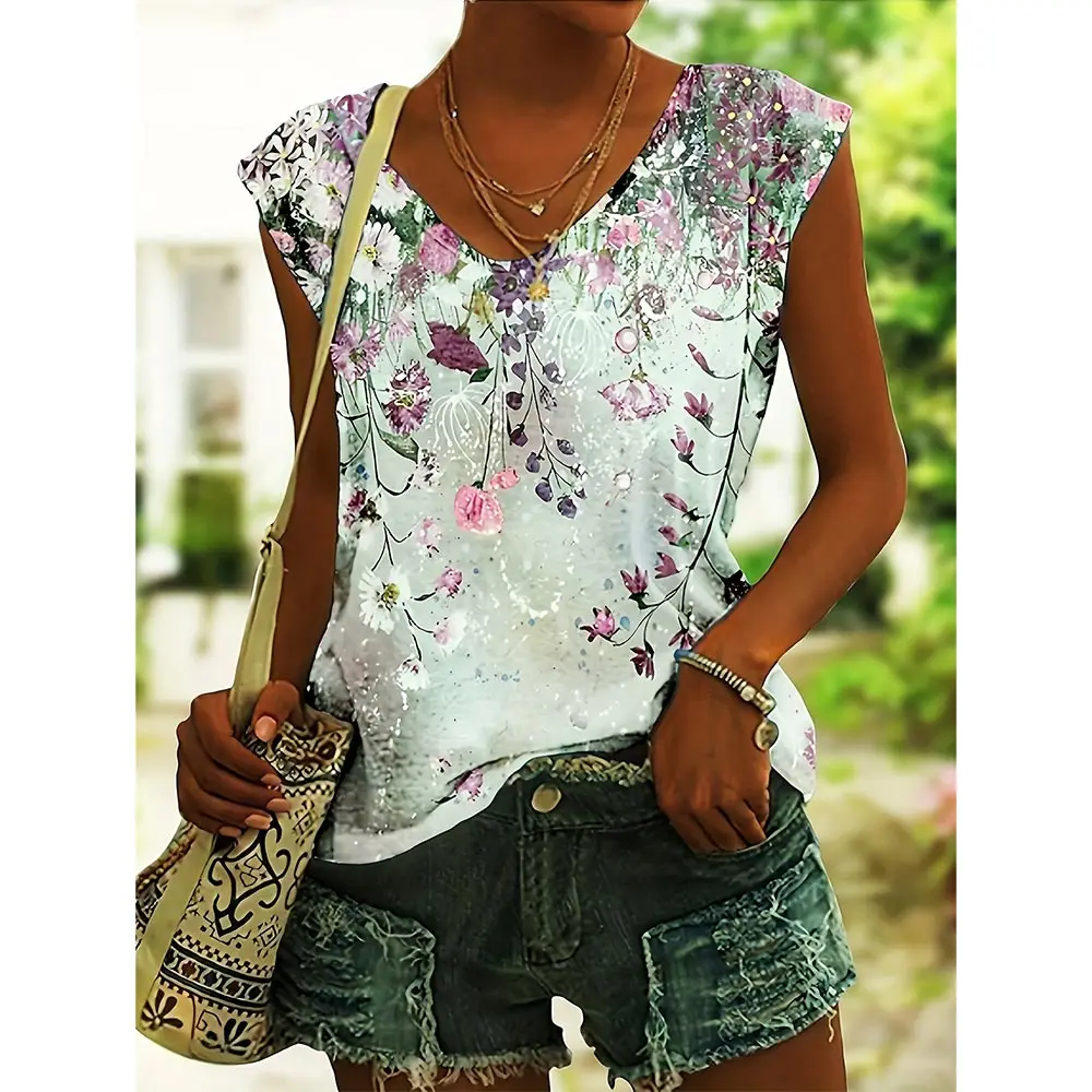 

Summer Women's Vest Flower Pattern Matching Fashion Trend Casual Breathable Comfortable Loose Personality Momen's Vest 2024