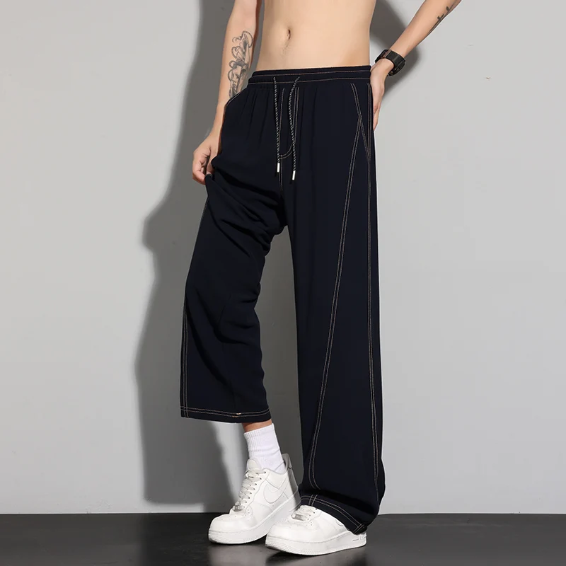 

Новые весенне-летние мужские свободные спортивные брюки прямого кроя в корейском стиле для подростков, модные и универсальные повседневные брюки с широкими штанинами