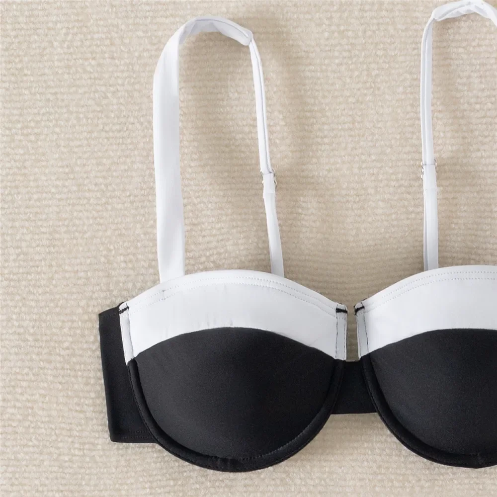 

Black Patchwork Push Up Bikini Set Swimwear Women 2025 Thong Sexy Swimsuit High Cut Bathing Suit Swimming Wear Bikinis Mujer