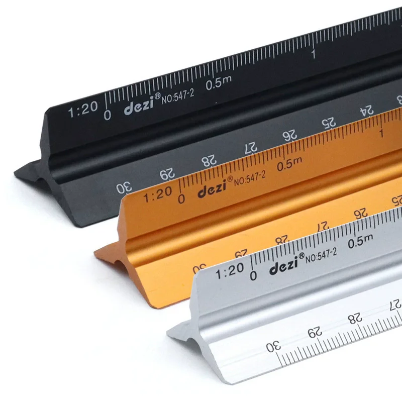 30cm 1:20-1:500 Metal Plastic Straight Ruler Metric Architect Engineer Accurate Drafting Measure Tool Triangular Scale Ruler