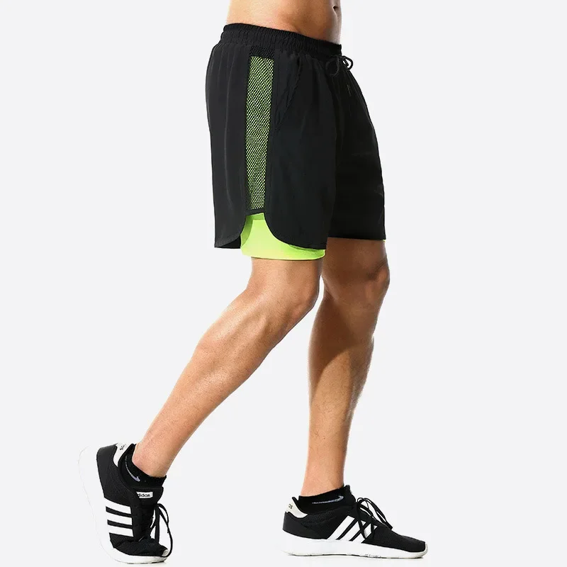 Men\'s Casual Shorts 2 in 1 Running Shorts Quick Drying Sport Shorts Gyms Fitness Bodybuilding Workout Built-in Pockets Short Men