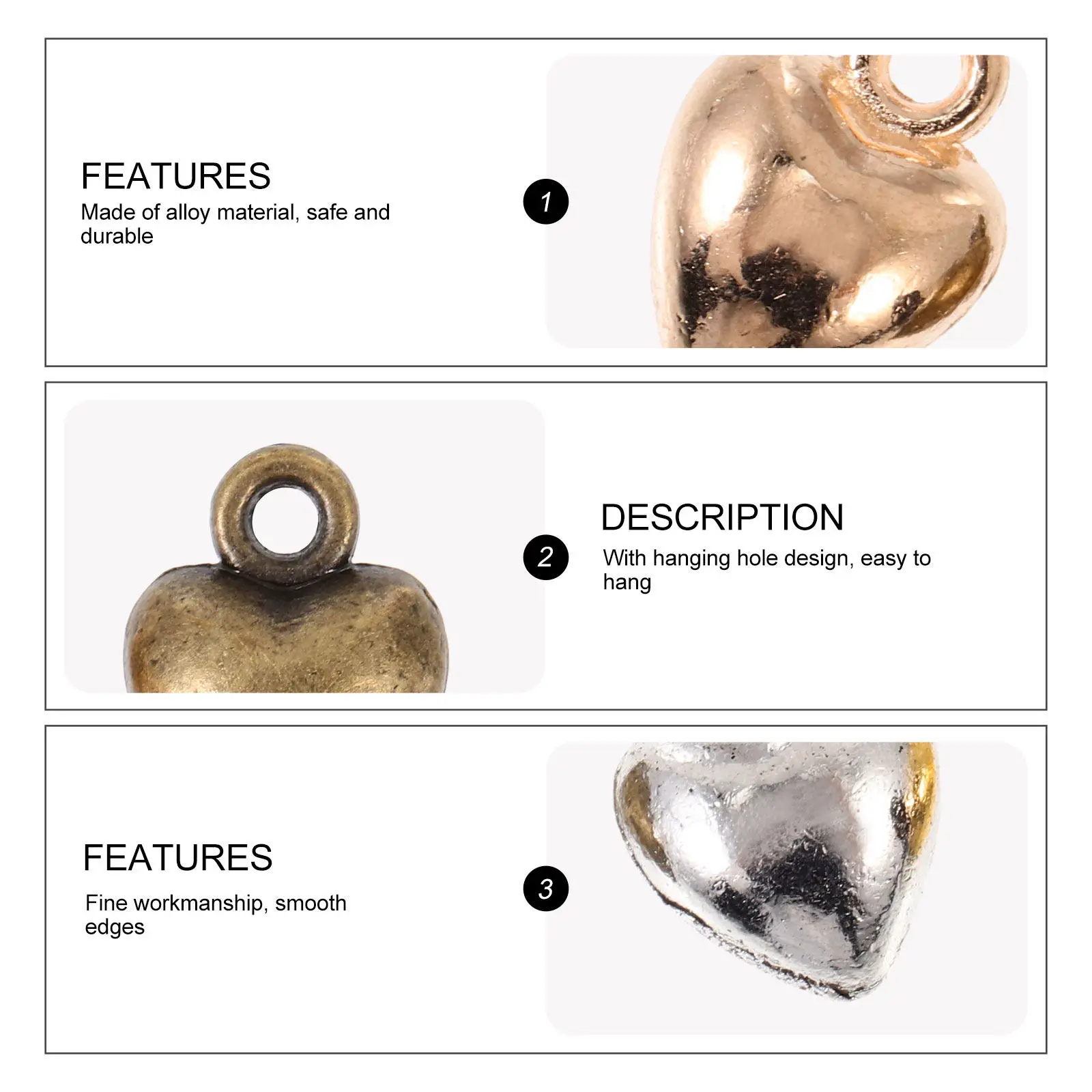 

200 шт. подвесок из сплава в форме сердца для изготовления украшений, браслетов, ожерелий, поделок и подарков