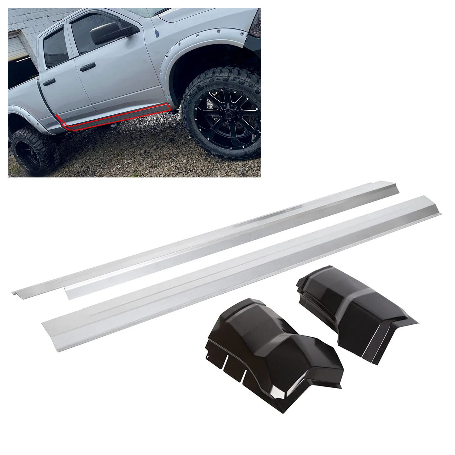 Rocker Panels Cab Corner For 09-18 Dodge Ram 1500 2500 3500 Extended & Quad Cab