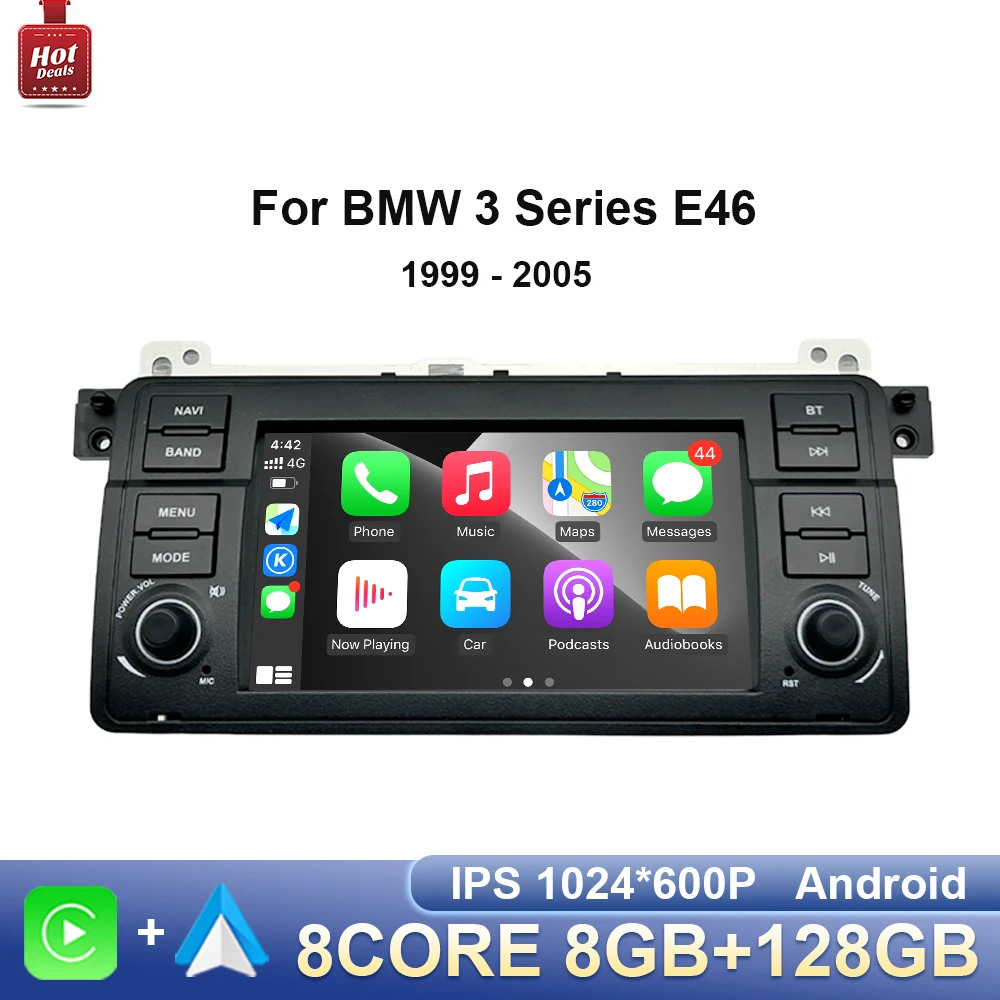 Wireless CarPlay Car Radio Multimedia Video Player Navigation GPS Android Auto for BMW 3 Series E46 1999 - 2005 Head Unit Wifi