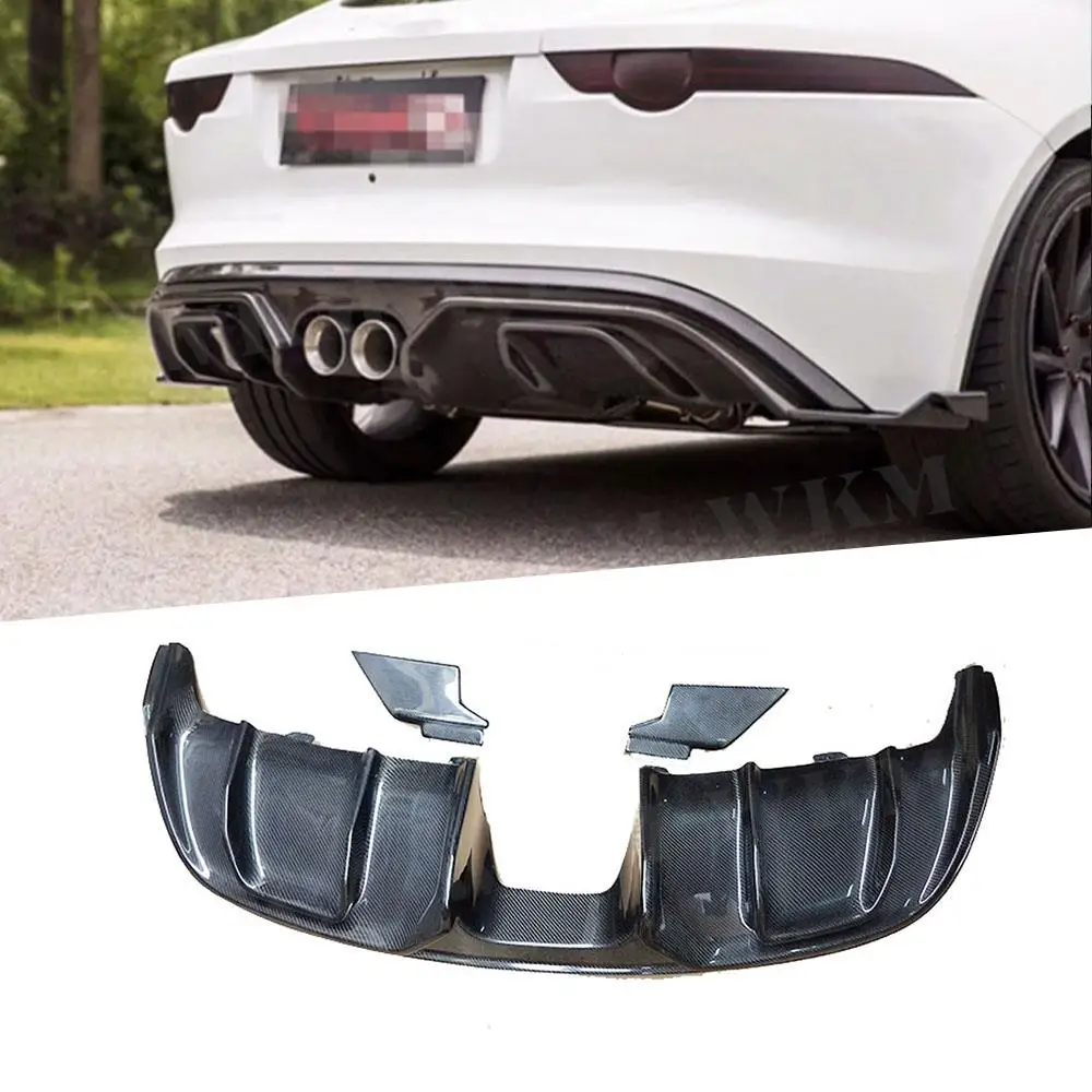 

For F-Type Carbon Fiber Rear Lip Spoiler Diffuser Middle Exhaust Pipe Outlet for Jaguar Coupe 2 Door 2015 - 2019 3 PCS/SET