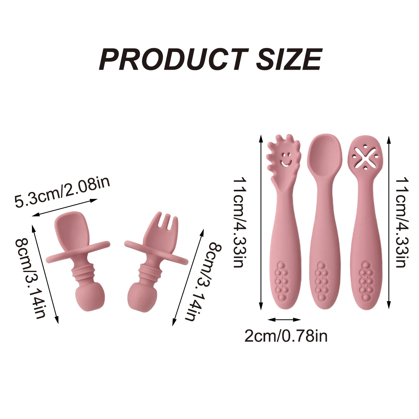 Color Kids 5PCS Cute Baby Learning Spoon Set Toddler Feeding Utensils Silicone Teether Training Cutlery BPA Free Tableware image 6