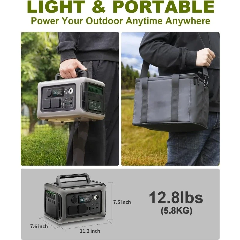 299Wh 600W Portable Power Station R600, LiFePO4 Battery Backup with UPS Function, 1 Hour to Full 400W Input