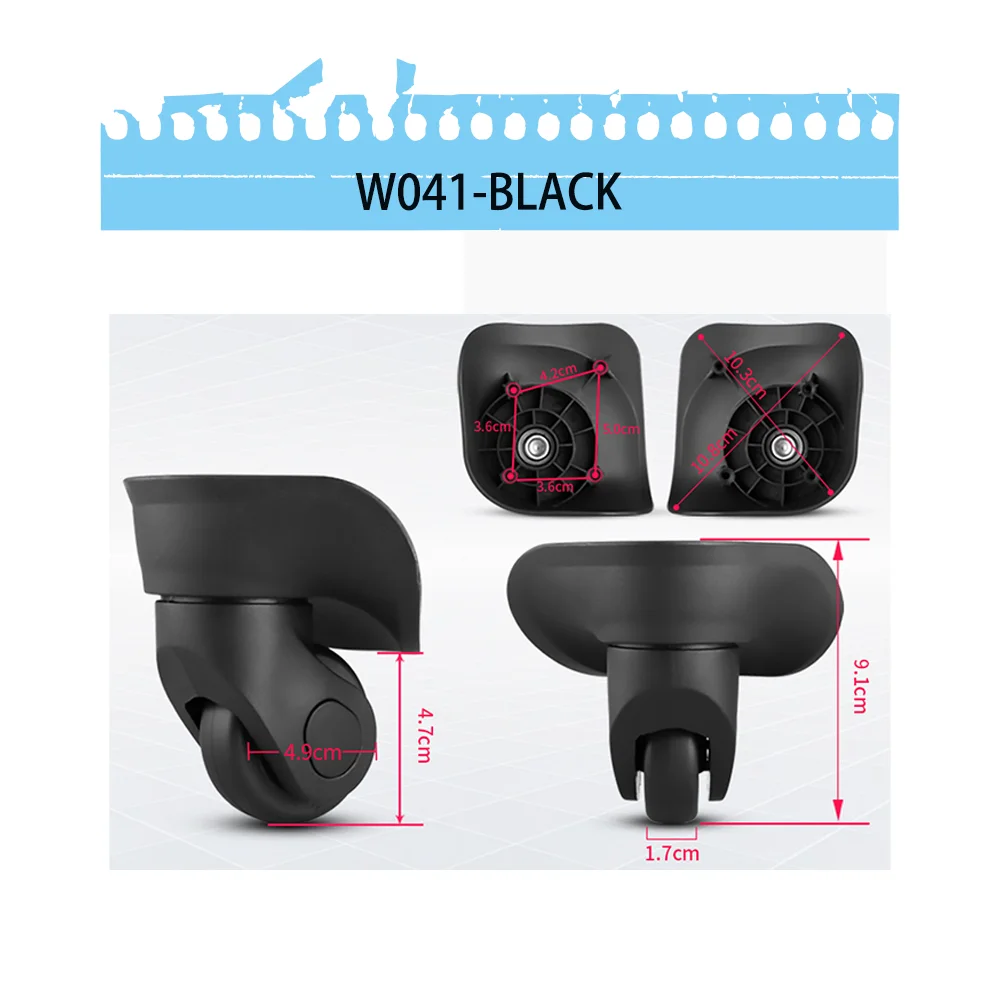 Smooth Silent Suitcase Repair Casters 360 Degree Swivel Shock Absorbing Abrasion Resistant Luggage Trolley Wheels