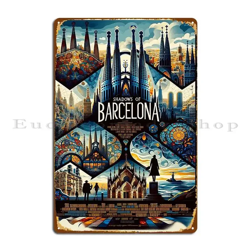 Barcelona Familia Metal Sign Wall Decor Create Plaques Wall Mural Cinema Tin Sign Poster