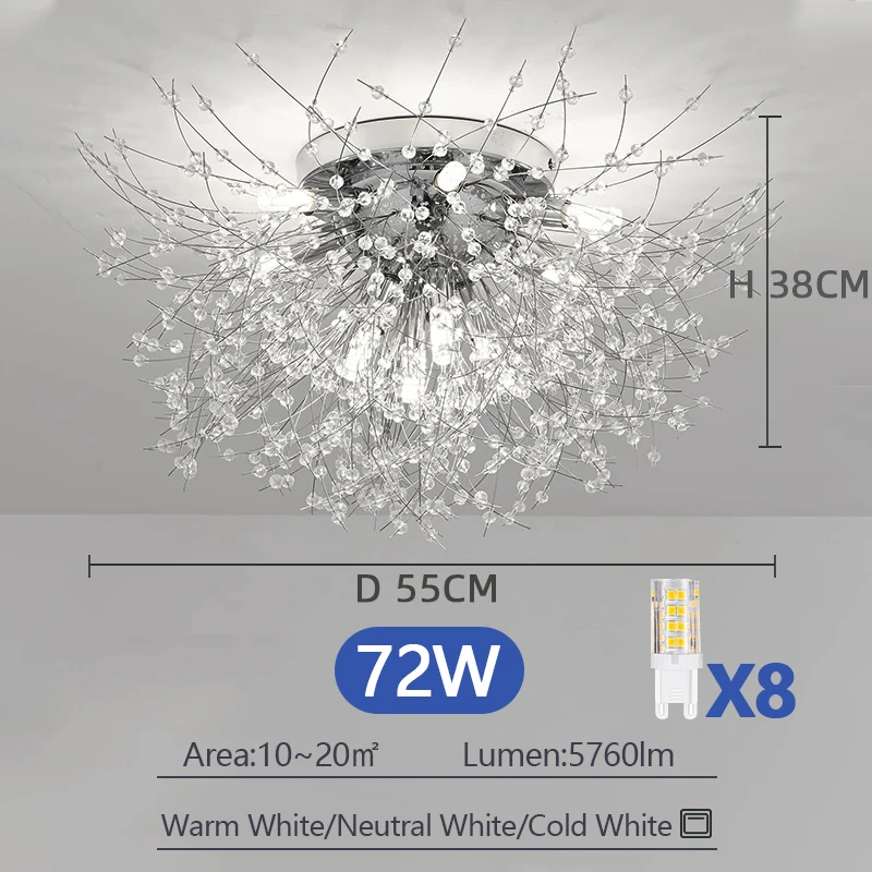 Luxe LED Plafondkroonluchter Paardebloem Creatieve Eetkamer Hanglampen Driekleurig Licht Nordic Armatuur 220V Plafondlamp