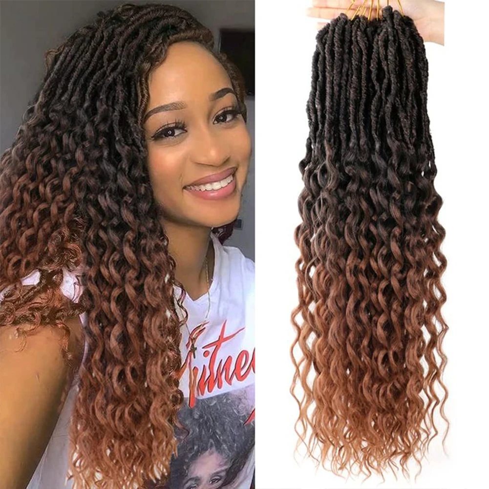 Dairess Deep Curly Goddess Locs Crochet Braids 24 Inch Deep Wave Crochet Braids Synthetic Goddess Locs Hair Extension