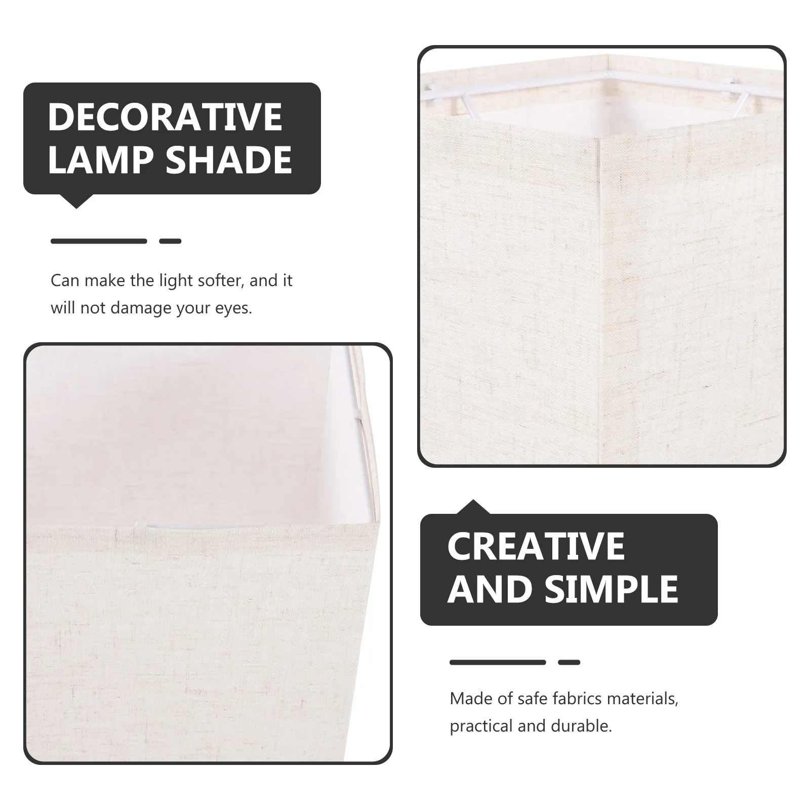 

Cloth Lampshade Square Metal Fabric Replacement Lamp Shade for Bedroom Living Room Table Lamp Decorative Cover E27