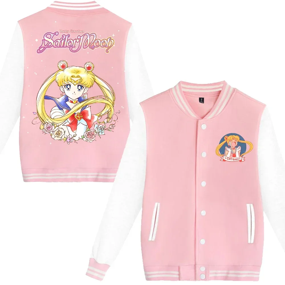 Sailor Moon Y2K Jacket Kawaii Cartoon Anime Printed Coat Girls Woman Casual Sporty Long Sleeves Adult Autumn Winter Clothing