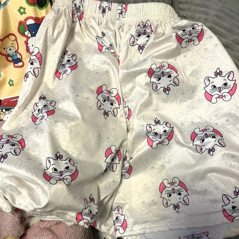 Anime Marie Cat Extra Large 300Kg Wearable Sleepwear Women\'s Cartoon Printed Pants High Waist Home Shorts Sleepwear Pants Large