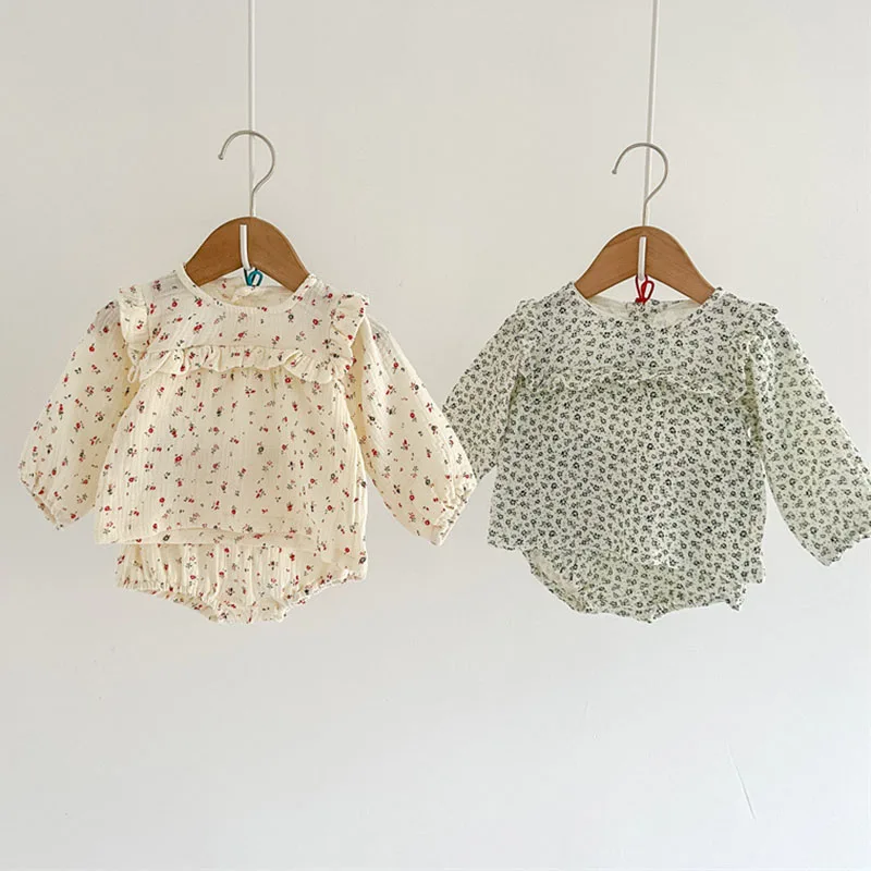 

Infant Baby Girls Clothes Suit Long Sleeve Cotton Printed T-shirt+PP Shorts Spring Autumn Toddler Baby Girl Clothing Set