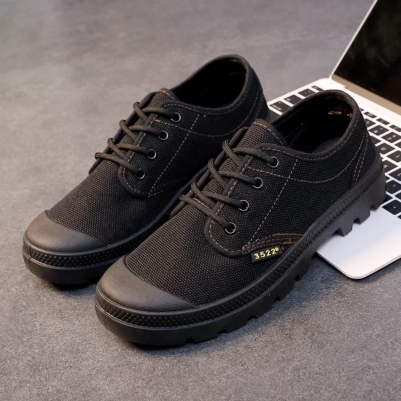 Canvas Sneakers Men Breathable Sport Shoes Outdoor Wear-resistant Men\'s Hiking Shoes Fashion Lace-Up Training Working Shoes Male