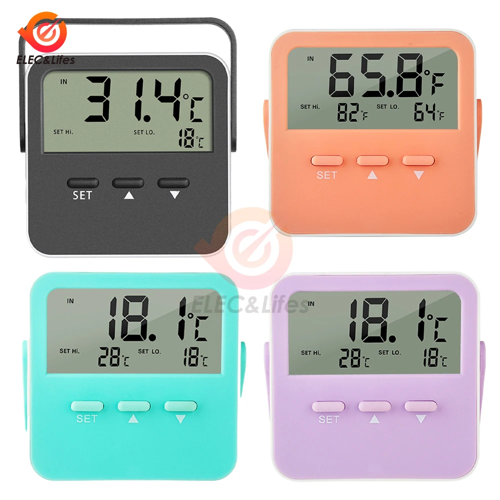 Mini termômetro digital LCD usado para temperatura do freezer do tanque de peixes - 50-70 ℃   sensor de temperatura interno e externo para geladeira